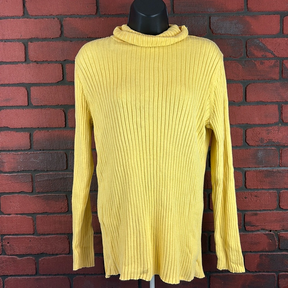 JL Studio‎ Sweater Womans Large Yellow Turtleneck
